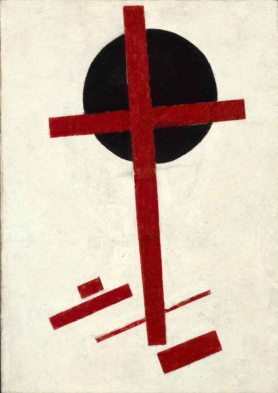 Mistik Süprematizm (kırmızı oval üzerinde siyah haç) par Malevich, Kasimir Severinovich (1878-1935) by Kazimir Severinovich Malevich