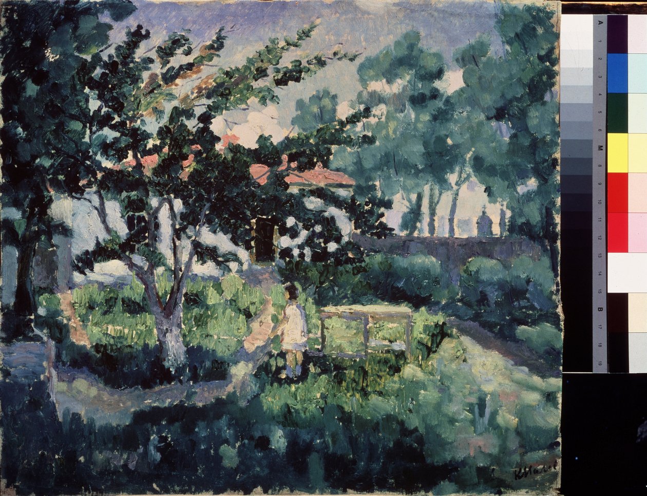 Yaz Manzarası. Yaz tatilinin tadını çıkaran bir çocukla yaz aylarında küçük bir kır evinin bahçesinin tanımı. Kasimir Severinovich Malevich