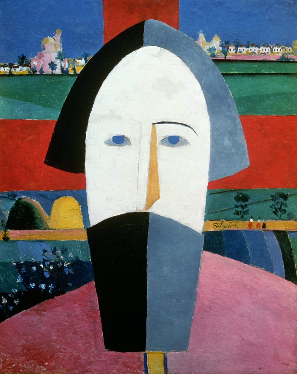 Köylü Başı, c.1929-32 (tuval üzerine yağlı boya) by Kazimir Severinovich Malevich