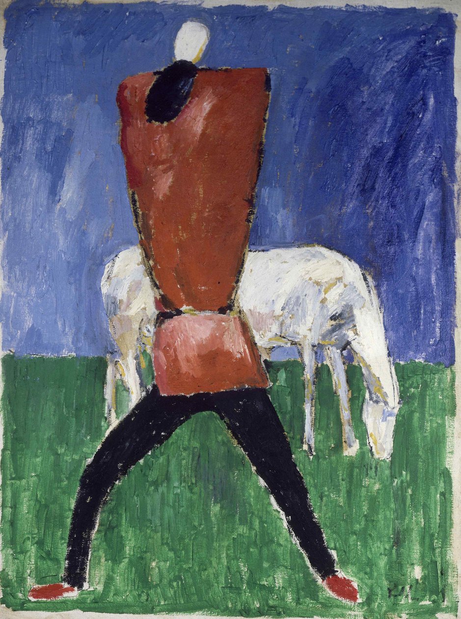 Beyaz Atlı Adam ve At, 1930-1931. by Kazimir Severinovich Malevich