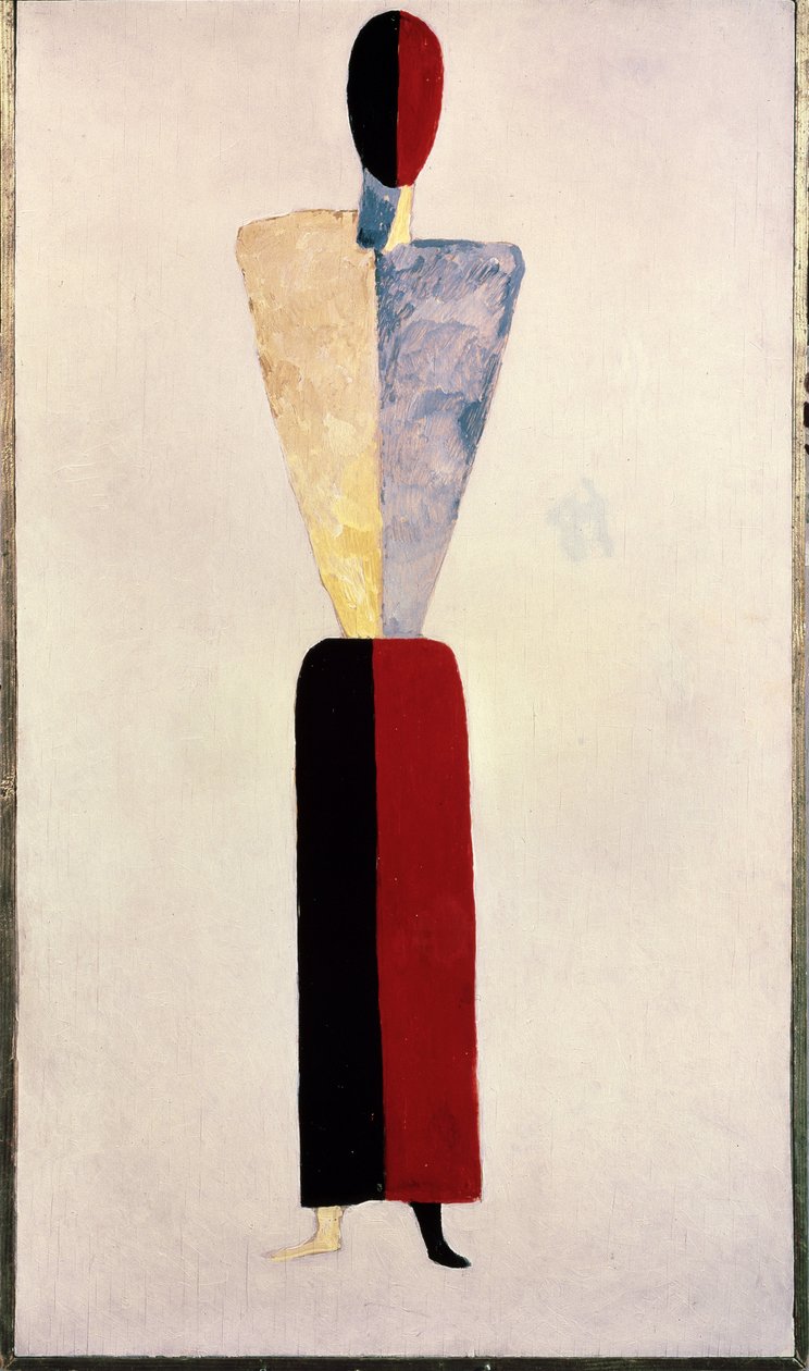 bir kız (beyaz arka planda şekil) by Kazimir Severinovich Malevich