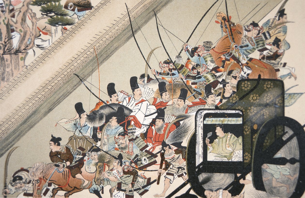 The Abduction of the cloistered Emperor Go Shirakawa by Fujiwara Nobuyori in 1159, c.1200 by Keion Keion