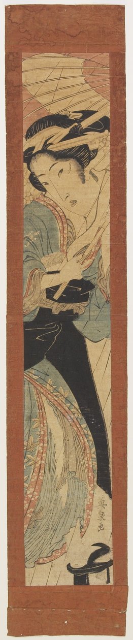 (Yağmurda Courtesan), 19. yüzyılın başlarında by Keisai Eisen