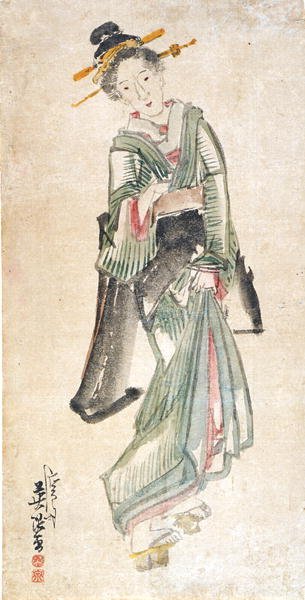 Geyşa (kağıt üzerinde mürekkep ve renk) by Keisai Eisen