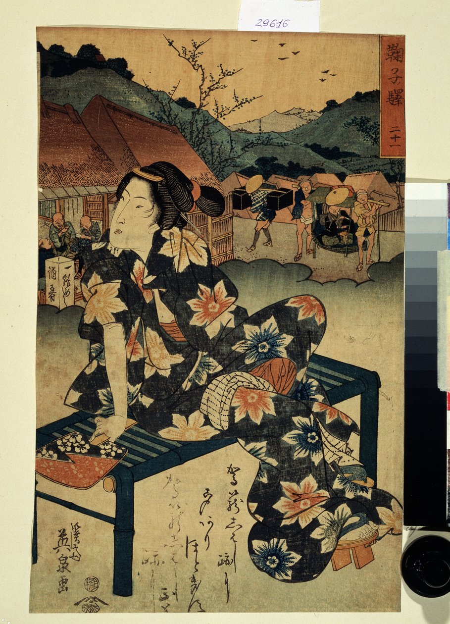 Tokaido Serisinin Güzelleri: "" Mariko, s Tachion 21 "" -1835 Musee Po ch Kine ayrıca by Keisai Eisen