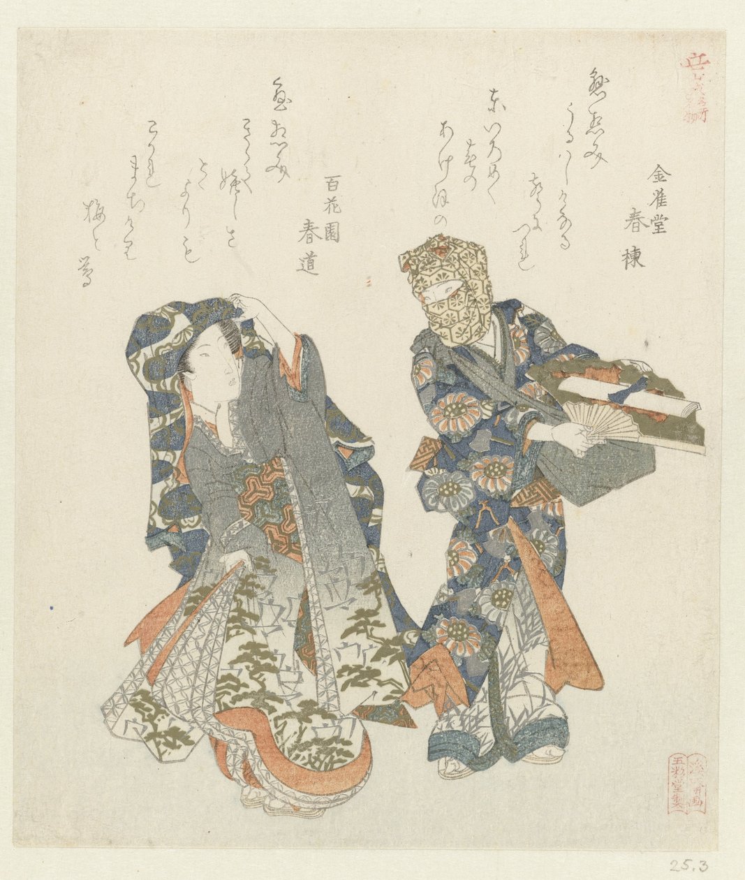 Bir kadın bir erkeğe döner Yamashiro Eyaletindeki Ünlü Yerler ve Ürünler (dizi başlığı) Yamashiro meisho meibutsu (nesne üzerinde seri başlığı) by Keisai Eisen