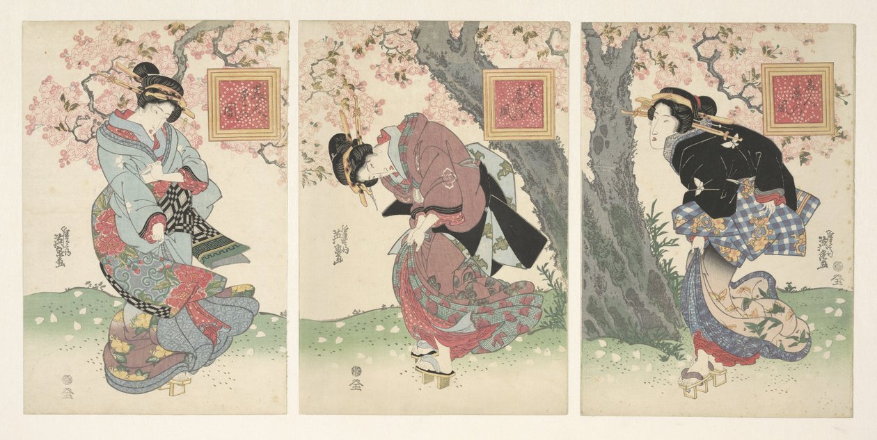 Bir bahar fırtınasında güzellikler Bijin haru no kaze (nesnedeki başlık) by Keisai Eisen
