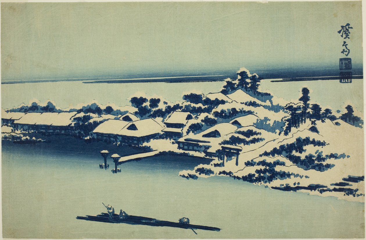 Sumida Nehri üzerinde kar by Keisai Eisen