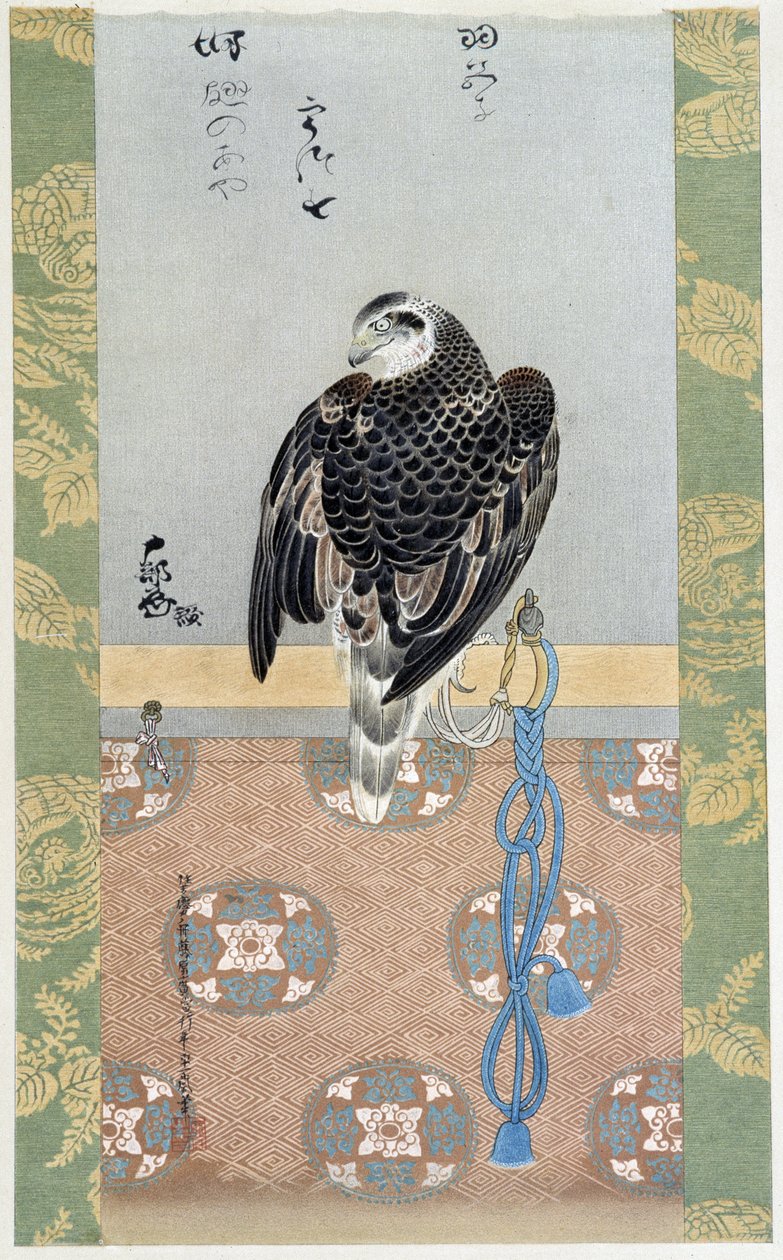 Falcon - Itaya Keishiu tarafından ipek boyama by Keishu Hiromasa Itaya