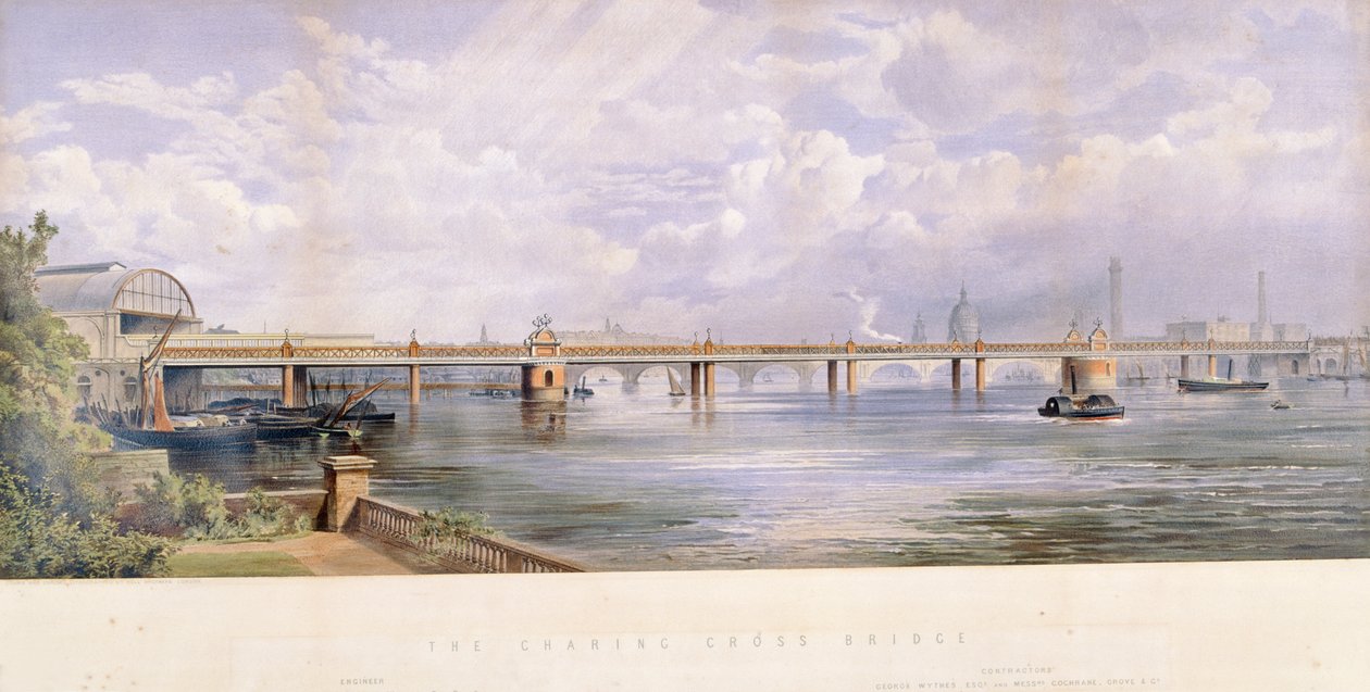 Hungerford Köprüsü, Charing Cross, Londra, 1863 by Kell Brothers