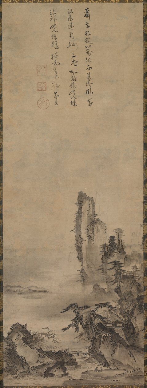 Yalnız Tapınak ve Yükselen Uçurum, c. 1480. by Kenkō Shōkei