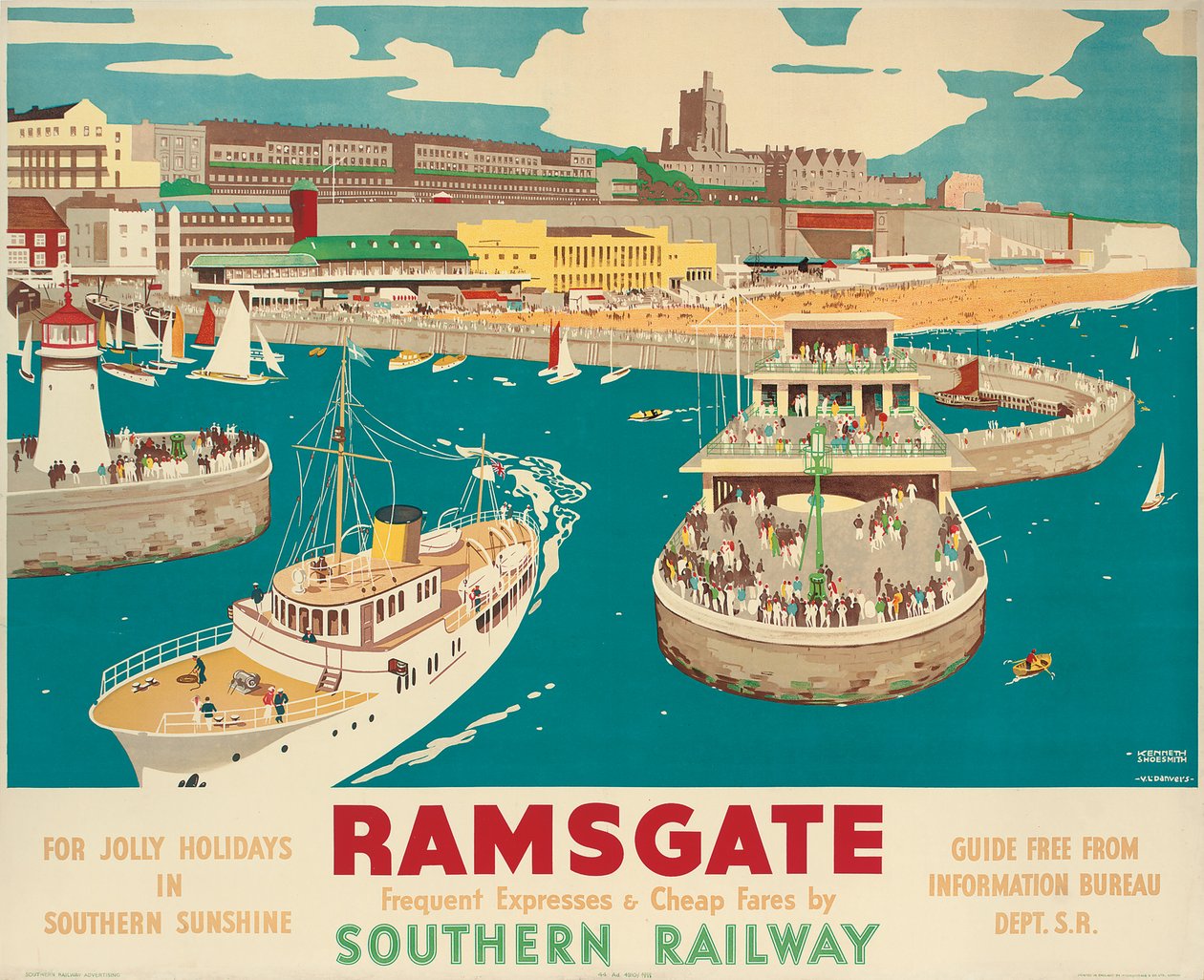 Bir Güney Demiryolu afişi Ramsgate reklamı by Kenneth Shoesmith and Verney L. Danvers