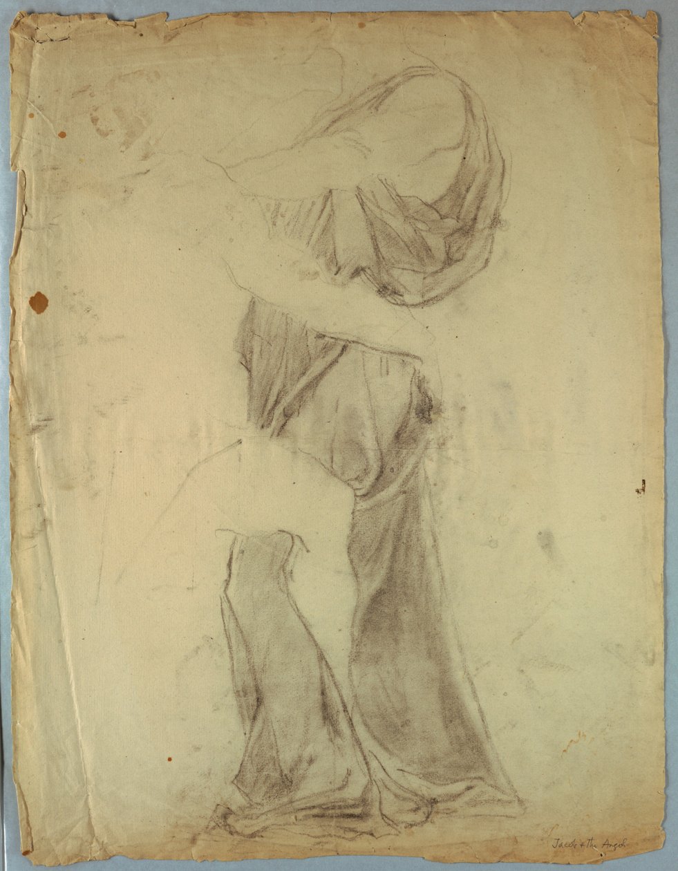 "Jacob Wrestling with the Angel" için Perdelik Çalışması by Kenyon Cox