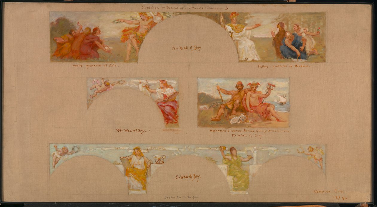 Özel Bir Kütüphanenin Dekorasyonu için Eskizler B, 1894. by Kenyon Cox