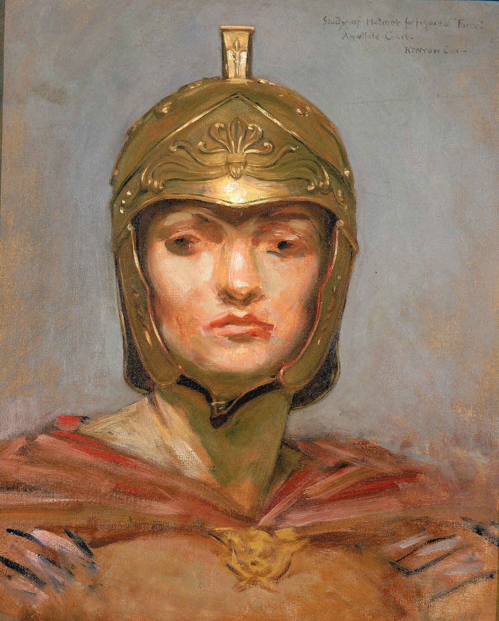 Temyiz Mahkemesi Binası Duvar Resmi Çalışması, New York, Tüzük Yasası, Kuvvet Figürü için Kask, by Kenyon Cox