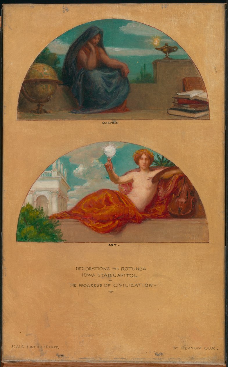 Medeniyetin İlerlemesi: Bilim ve Sanat duvar çalışması, Eyalet Başkenti, Des Moines, Iowa, 1905-1 by Kenyon Cox