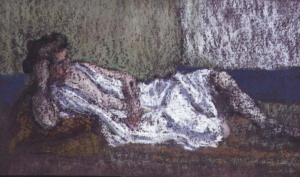 Bir divanın üzerinde yatan kadın (pastel) by Ker Xavier Roussel