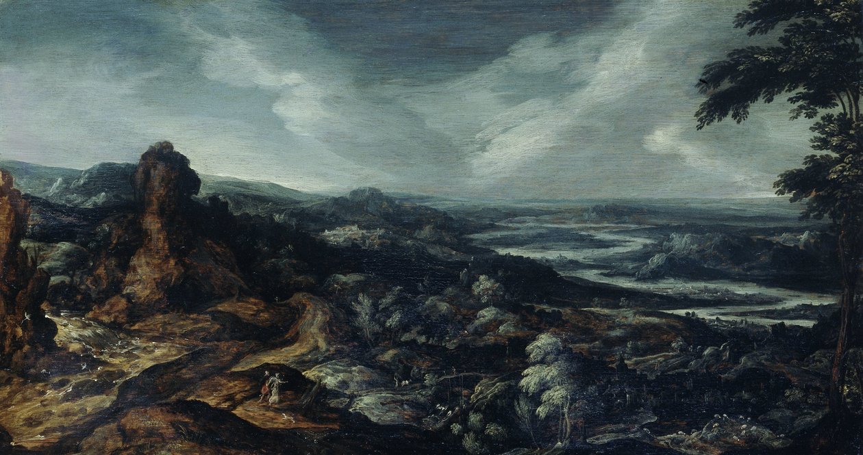 Tobias ve Melek ile Panoramik Manzara by Kerstiaen de Keuninck (attributed to)