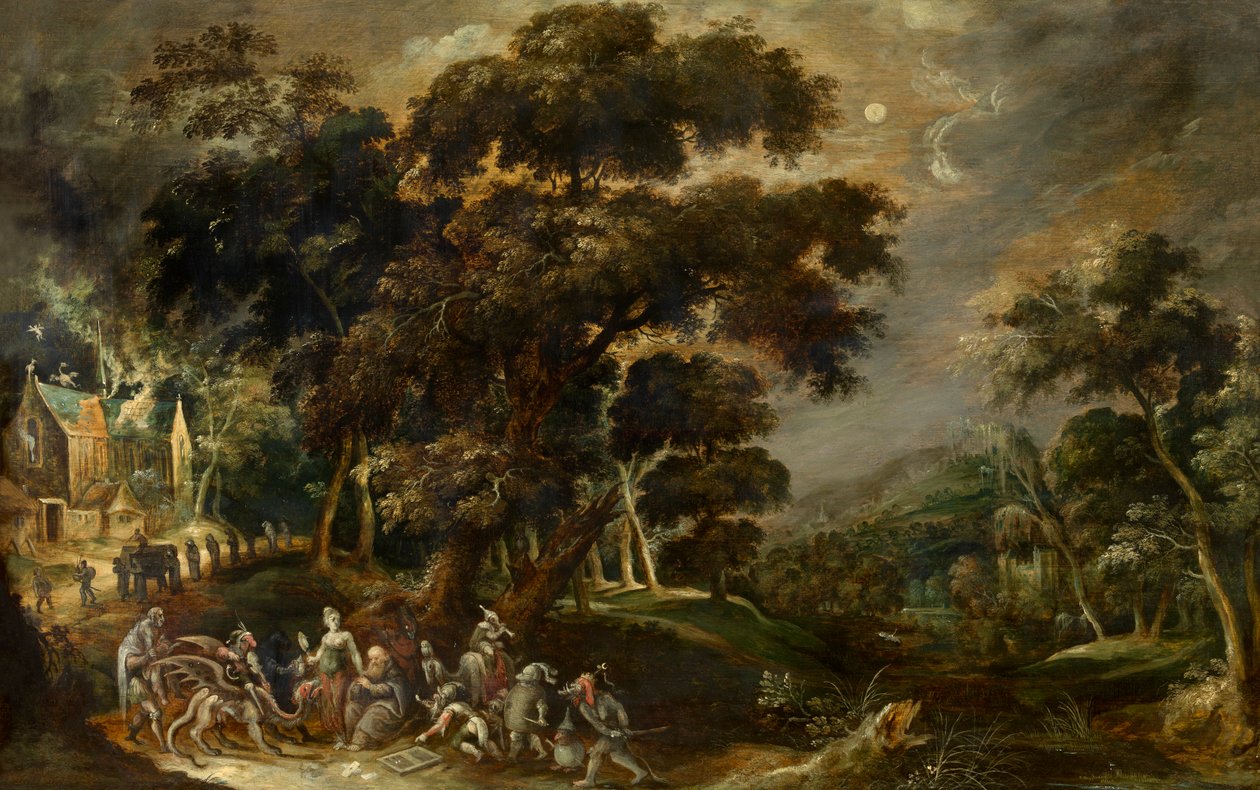 Mısır'ın Büyük Aziz Anthony'sinin Baştan Çıkarmasıyla Manzara (panel üzerine yağlıboya) by Kerstiaen de Keuninck