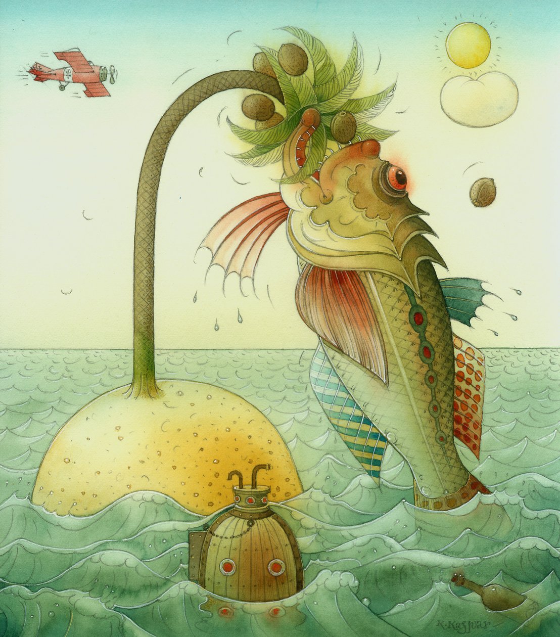 Balık, 2006 (kağıt üzerinde wc) by Kestutis Kasparavicius