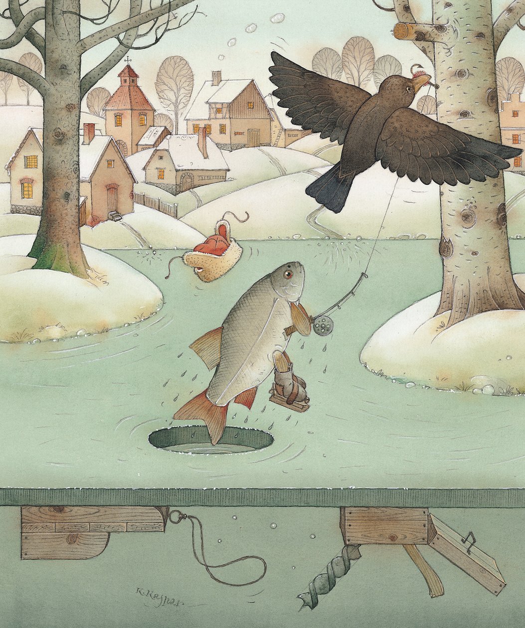 Balıkçılık, 2003 (kağıt üzerinde wc) by Kestutis Kasparavicius