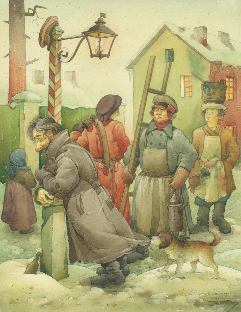 Rus Sahnesi O1, 1994 (kağıt üzerinde wc) by Kestutis Kasparavicius