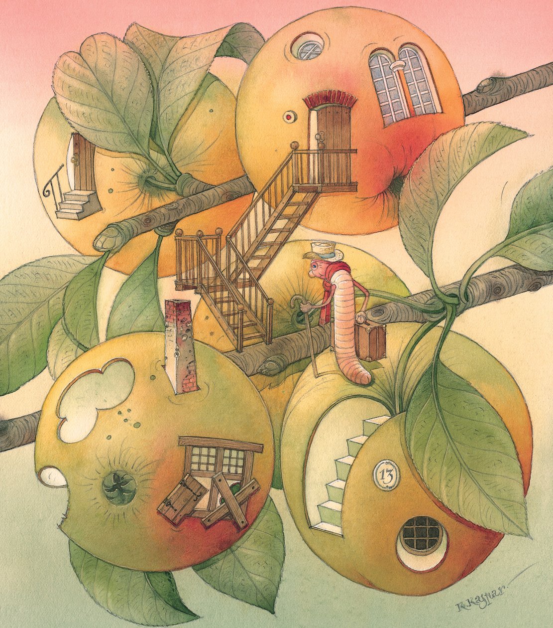 Solucan, 2006 (kağıt üzerinde wc) by Kestutis Kasparavicius