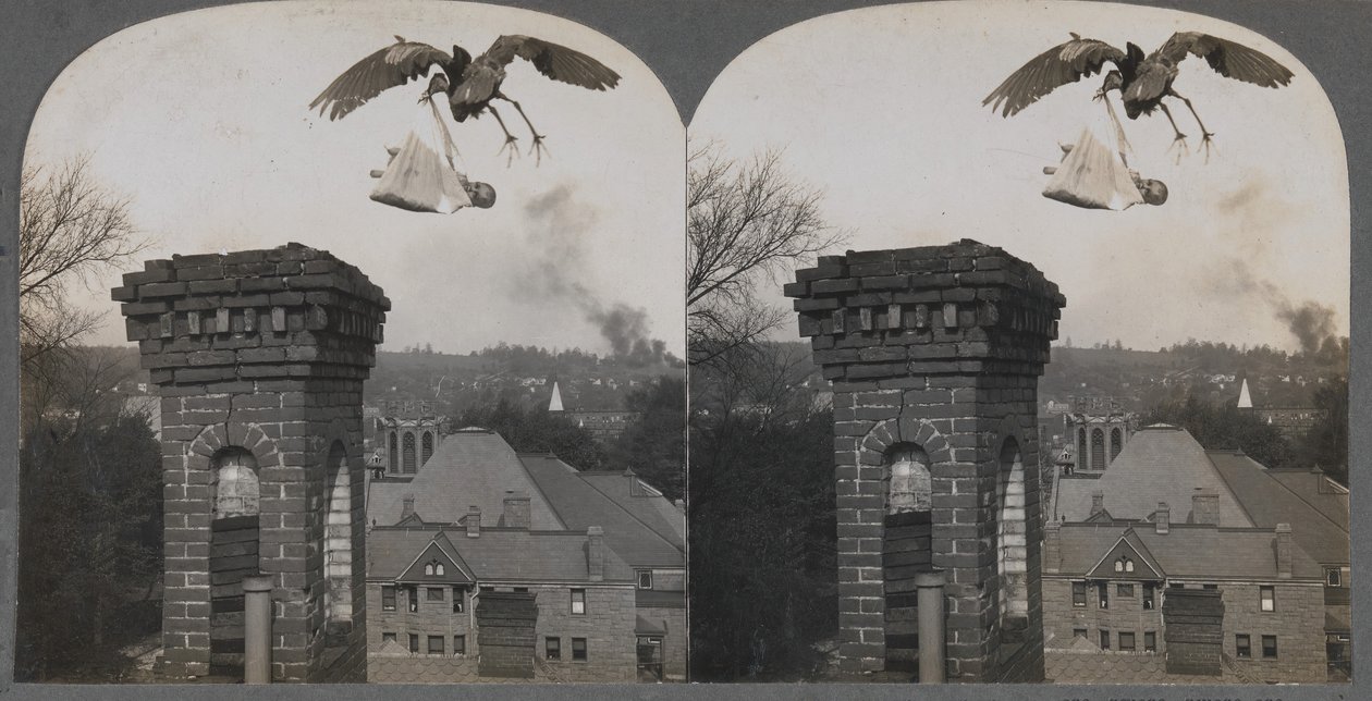 Eski Zamanlarda, İnsanlar İyi Olsaydı, Leylek Bir Bebeği Tatlı ve Güzel Getirirdi, 1907. by Keystone View Company