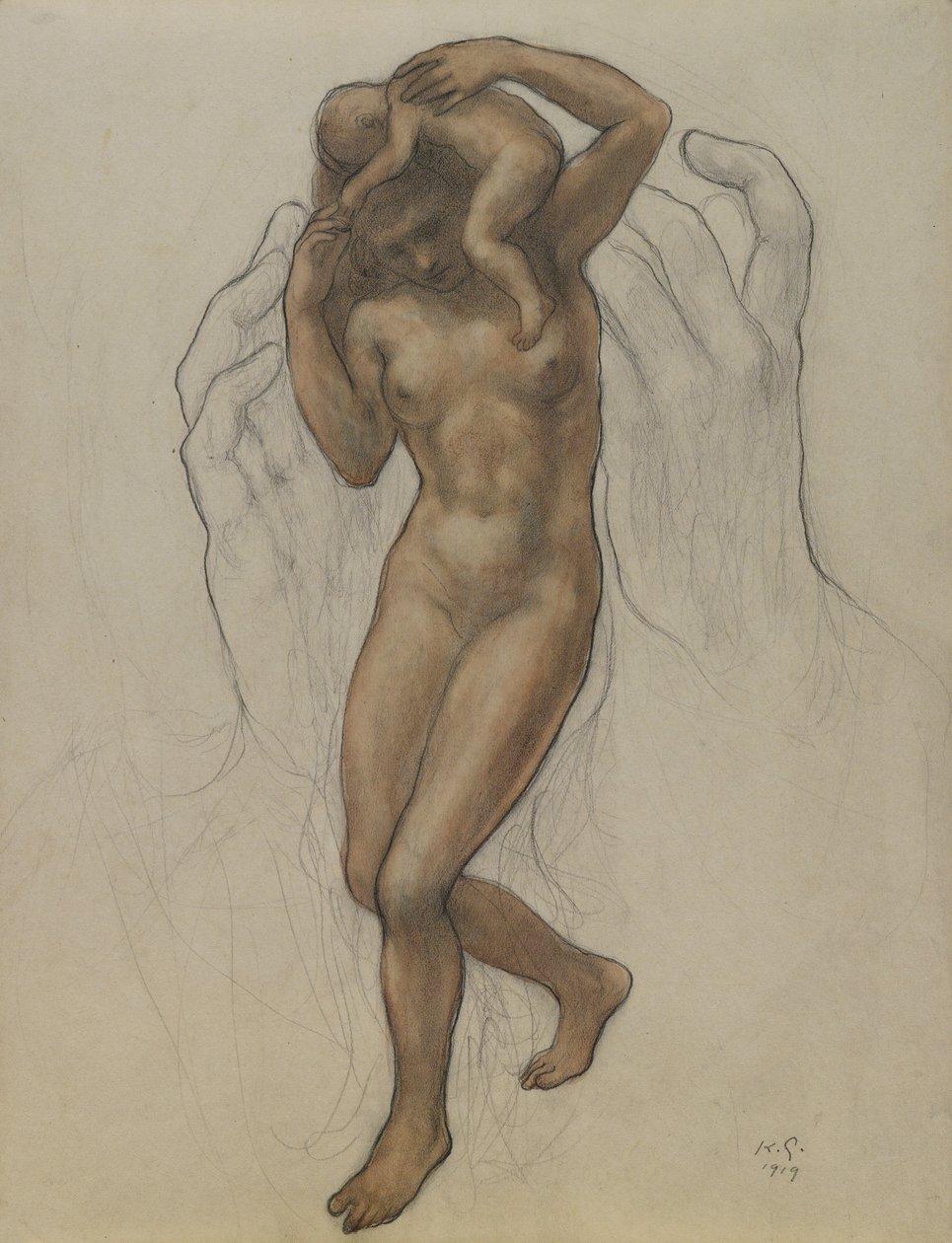 The Burden, 1919 (kağıt üzerinde wc ve grafit) by Khalil Gibran