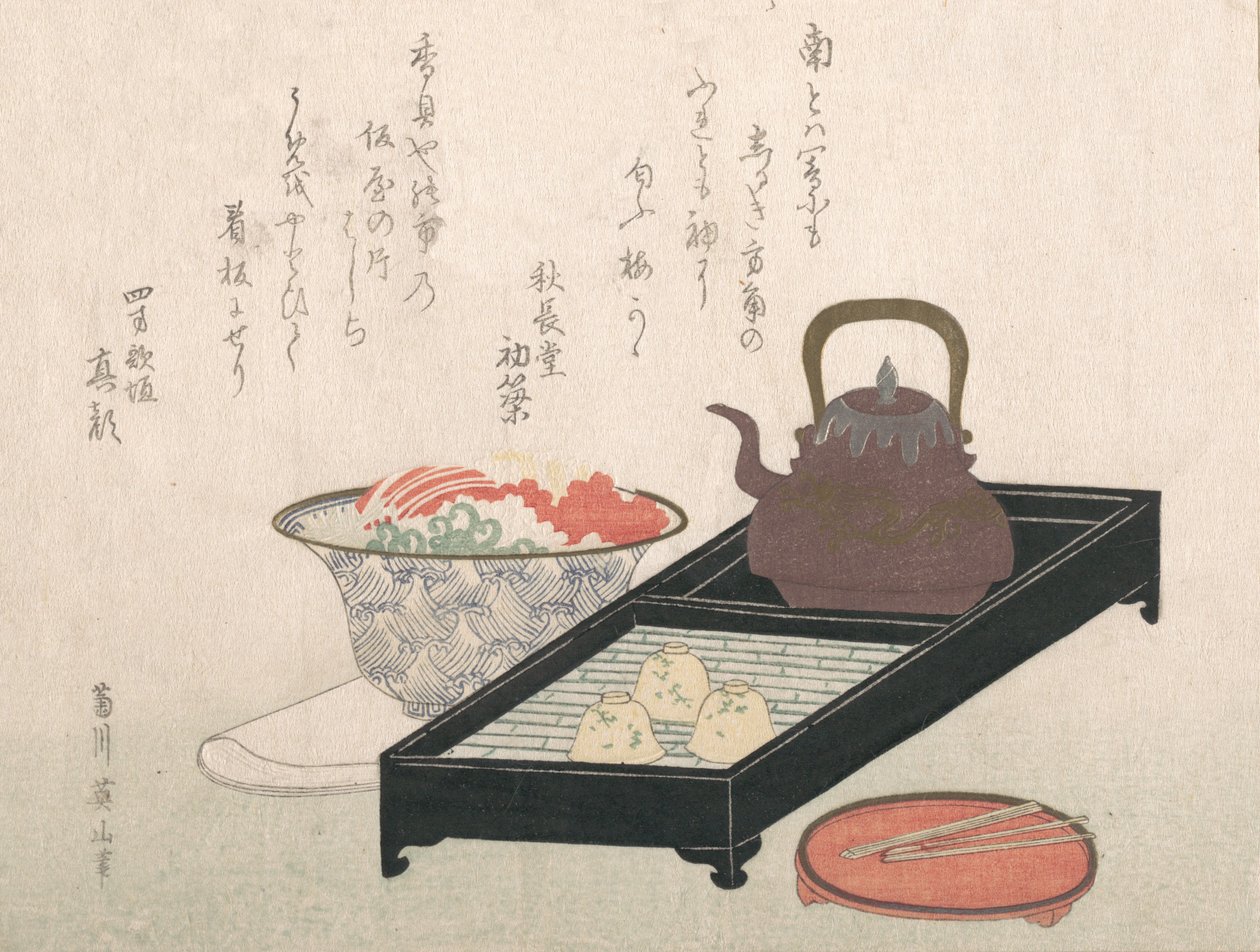 Çay Gereçleri ve Kek Kasesi, 19. yüzyıl. by Kikugawa Eizan