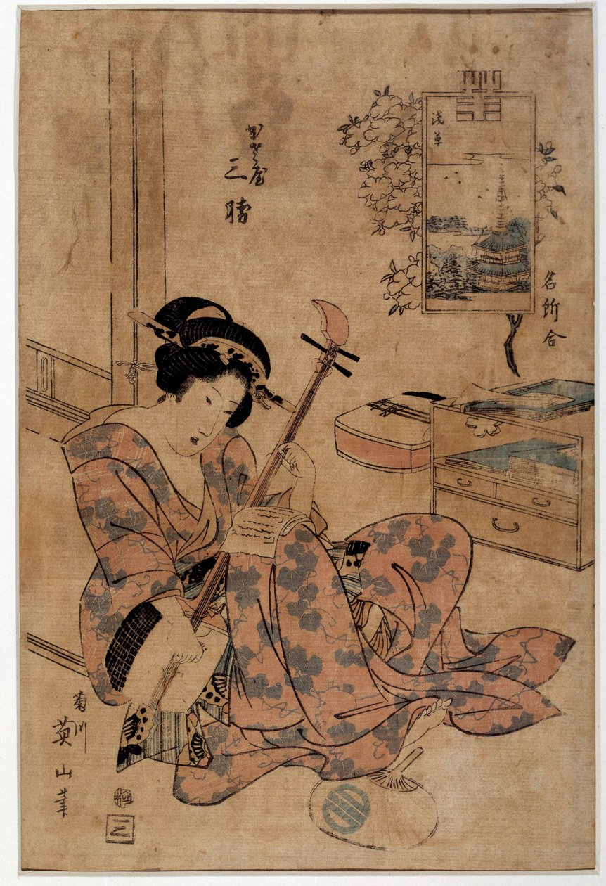 Sanat japonyası: müzisyen. Eizan Kikugawa