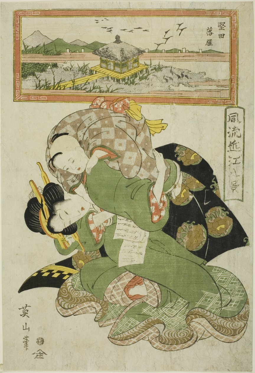 Katada'da Azalan Kazlar (Katada rakugan), "Omi'nin Şık Sekiz Görünümü (Furyu Omi hakkei)" serisinden by Kikukawa Eizan