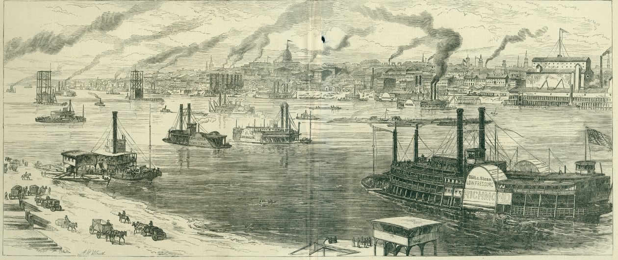 Doğudan şehre genel bir bakış. Aziz Louis by Kilburn after A.R. Waud