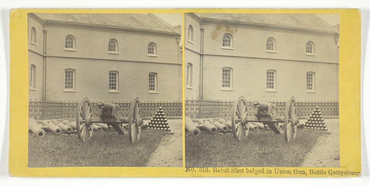 Rebel Shot, Union Gun, Battle Gettysburg, 185575
