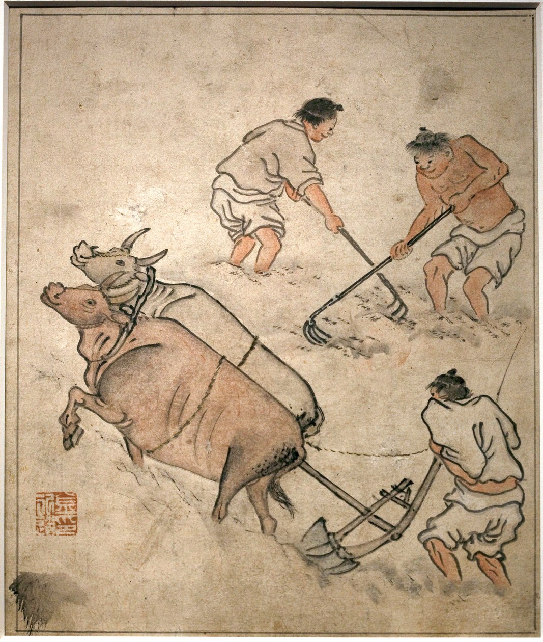 Tarımsal çalışma sahnesi. Danwon (Kim Hongdo) (1745-1806), kağıt üzerine mürekkep, Coreen sanatı, Joseon (Choson) dönemi 18. yüzyıl. Kore Ulusal Müzesi, Seul (Güney Kore). by Kim Hong Do