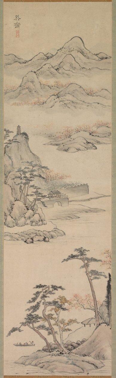 Kayıkçılar ile Manzara by Kimura Kenkadō