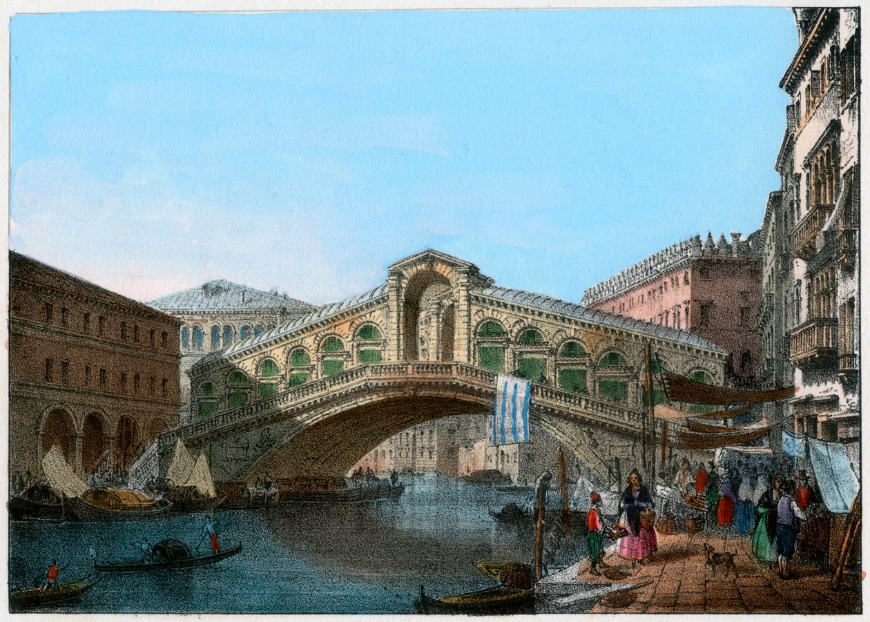 Rialto Köprüsü, Venedik, İtalya, 19. yüzyıl. by Kirchmayn