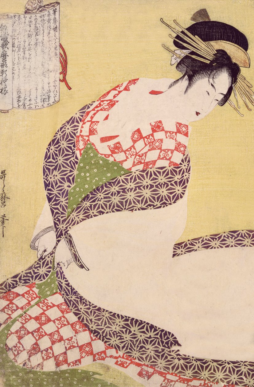 cariye diz çökmüş by Kitagawa Utamaro