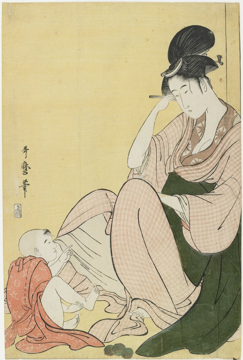 Kadın ve Çocuk İşareti, 1794-1795 by Kitagawa Utamaro