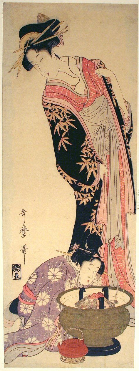 Bir Fahişe ve Refakatçisi by Kitagawa Utamaro