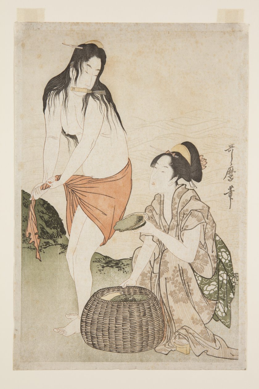 Abalone Divers (renkli tahta baskı) by Kitagawa Utamaro