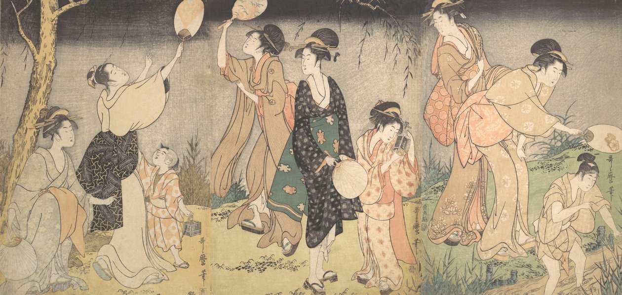 Ateşböceklerini yakalamak Hotaru gari, ca. 1796-97. by Kitagawa Utamaro