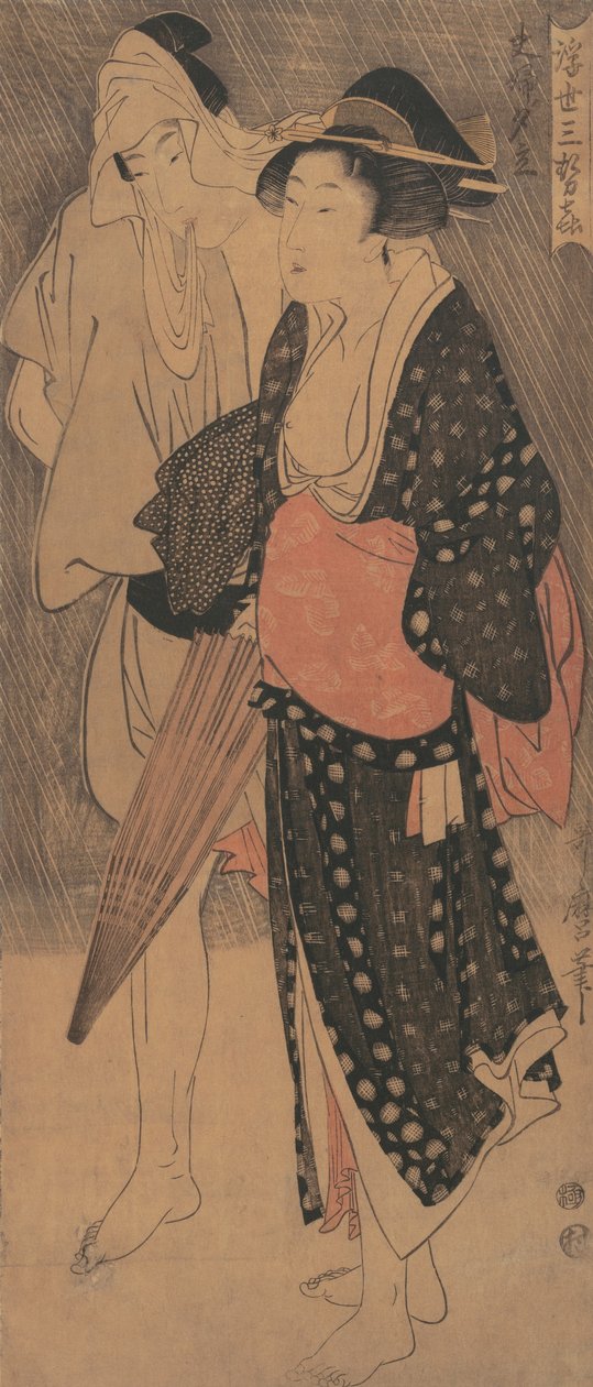 Akşam Duşunda Bir Çift..., yakl. 1800. by Kitagawa Utamaro