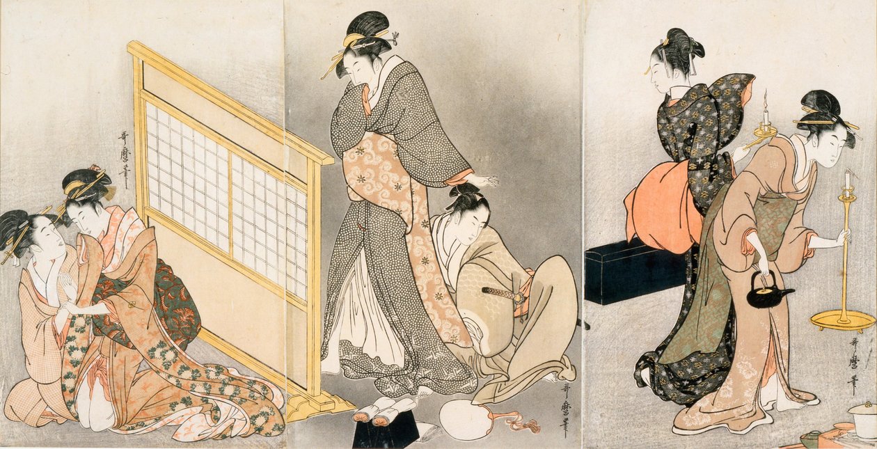 Çift yastık. Üç Parçalı, yaklaşık 1794 by Kitagawa Utamaro