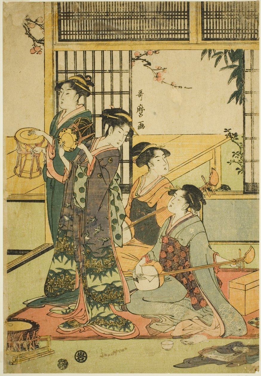 Davul ve Shamisen by Kitagawa Utamaro