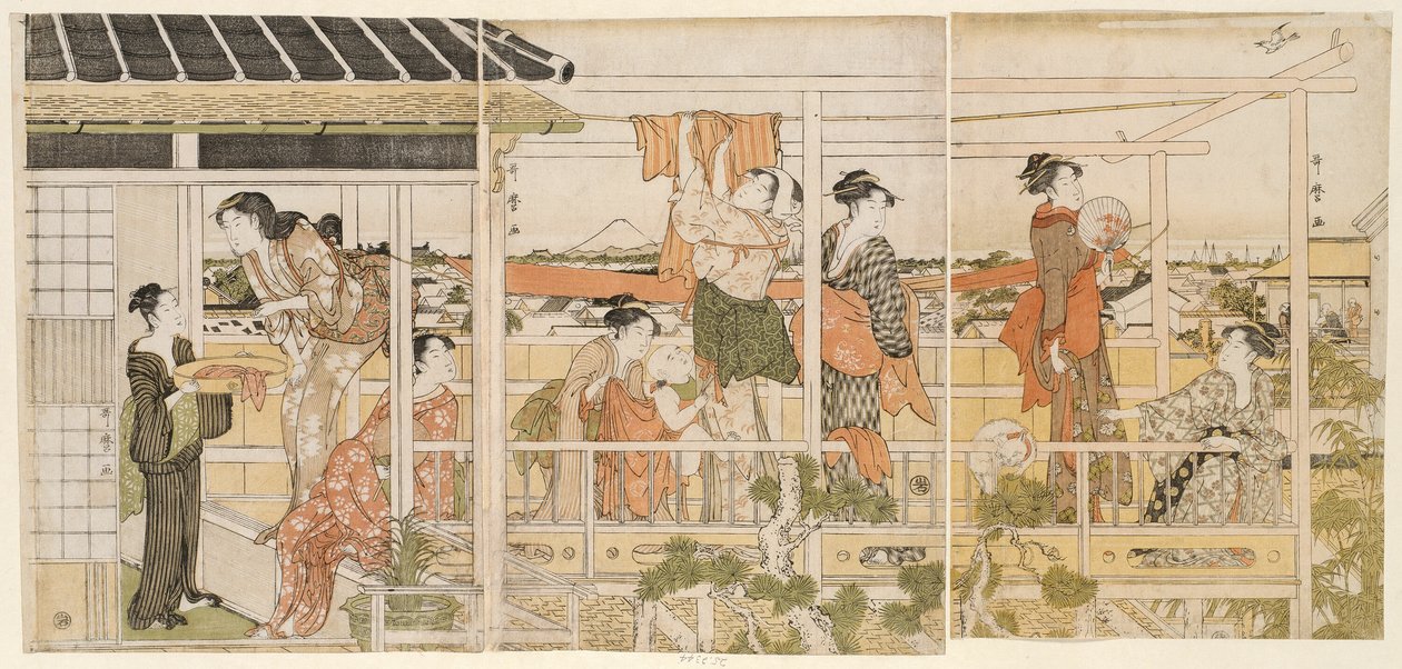 Çamaşır Kurutma (Monohoshi) by Kitagawa Utamaro
