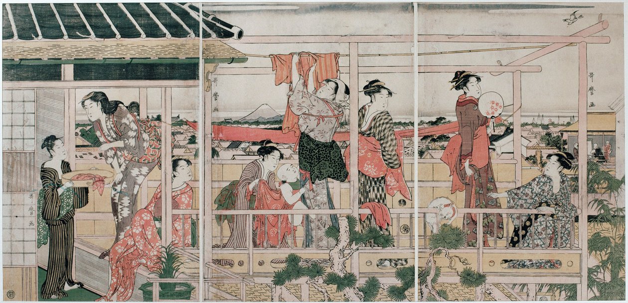 Çamaşır Kurutma, c. 1790 by Kitagawa Utamaro