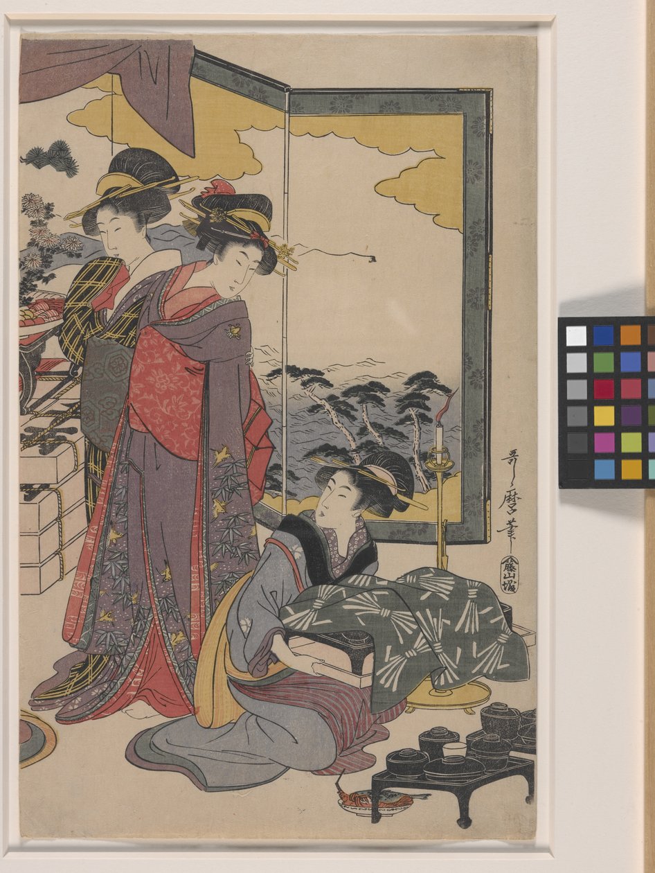 Ebisu Festivali (renkli tahta baskı) by Kitagawa Utamaro