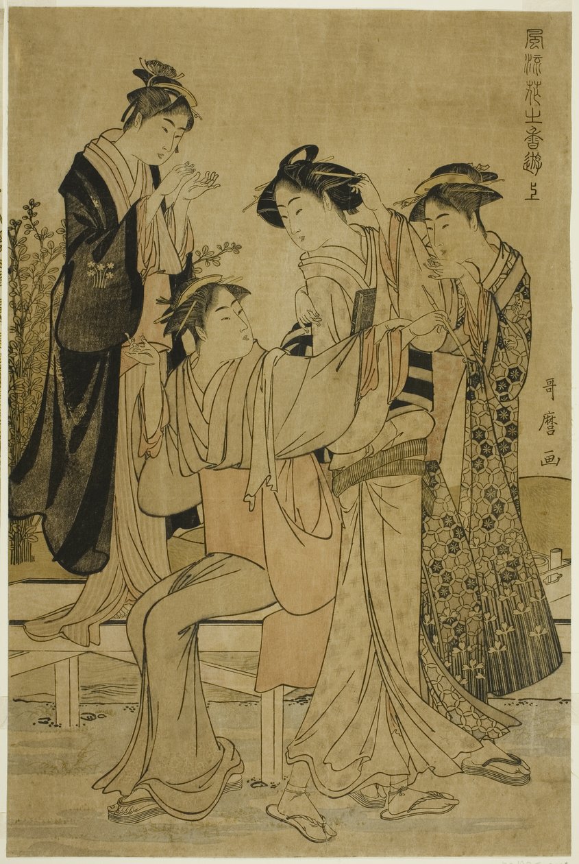 Zarif Zevkler: Çiçeklerin Kokusu, sağ (Furyu hana no ka asobi, jo) by Kitagawa Utamaro