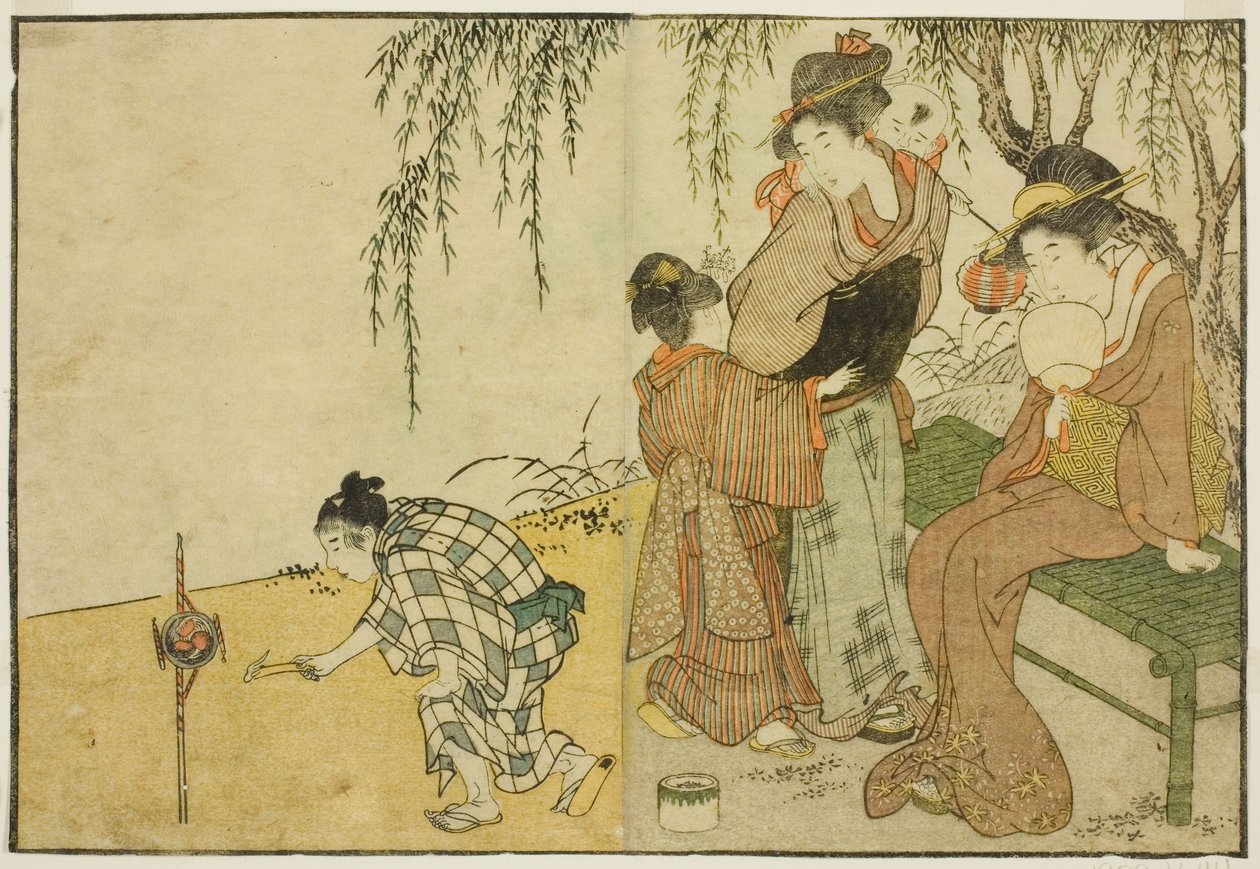 "Resimli Kitap: Dört Mevsim Çiçekleri (Ehon shiki no hana)" adlı resimli kitaptan Havai Fişeklerin Keyfini Çıkarmak, cilt. 1 by Kitagawa Utamaro